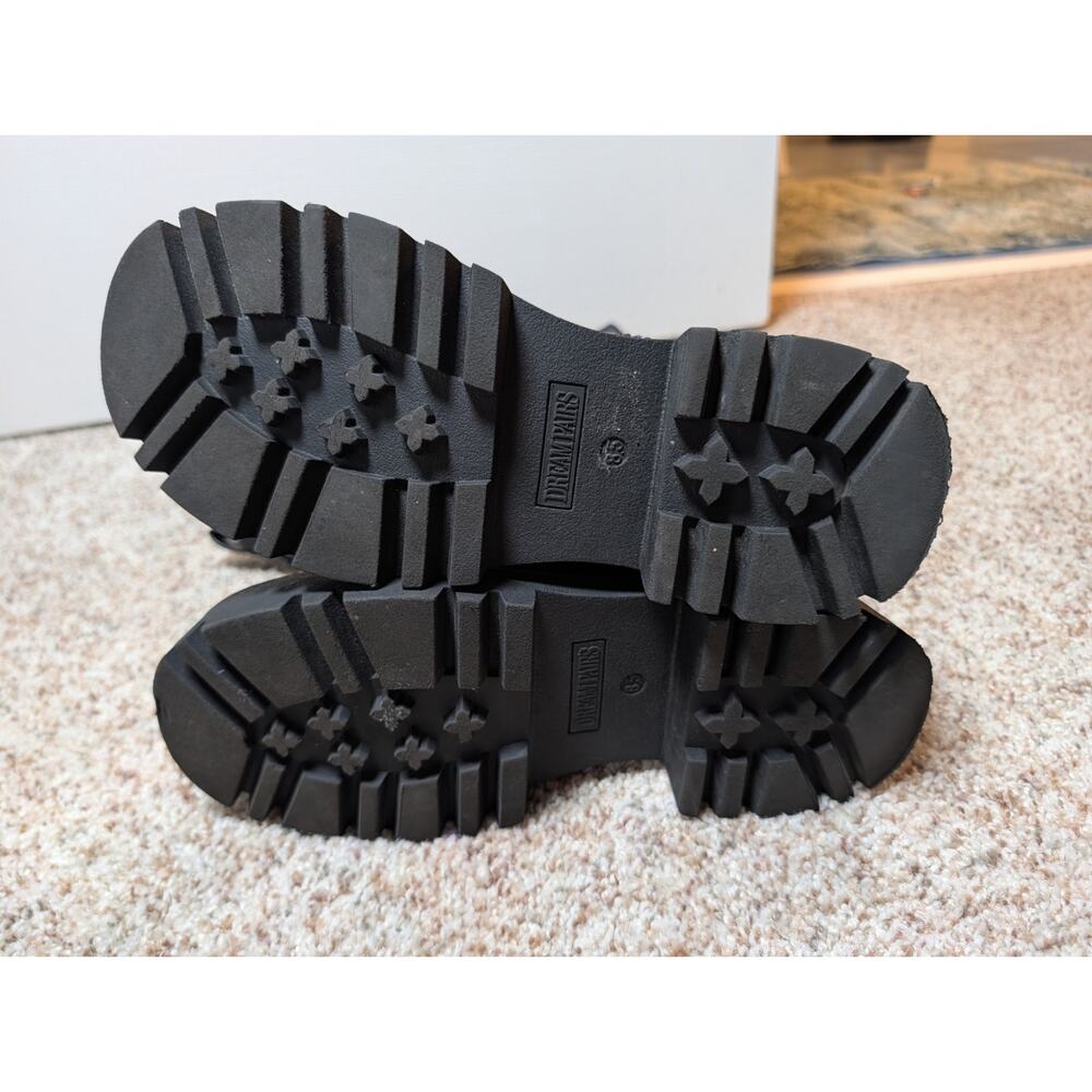Dream Pairs Women 8.5 Black Knee High Combat Boots Chunky Lug Sole Buckle Zip - Picture 4 of 10